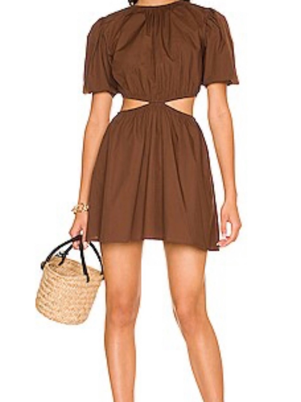 Faithfull the Brand Brown Cutout Short Dress